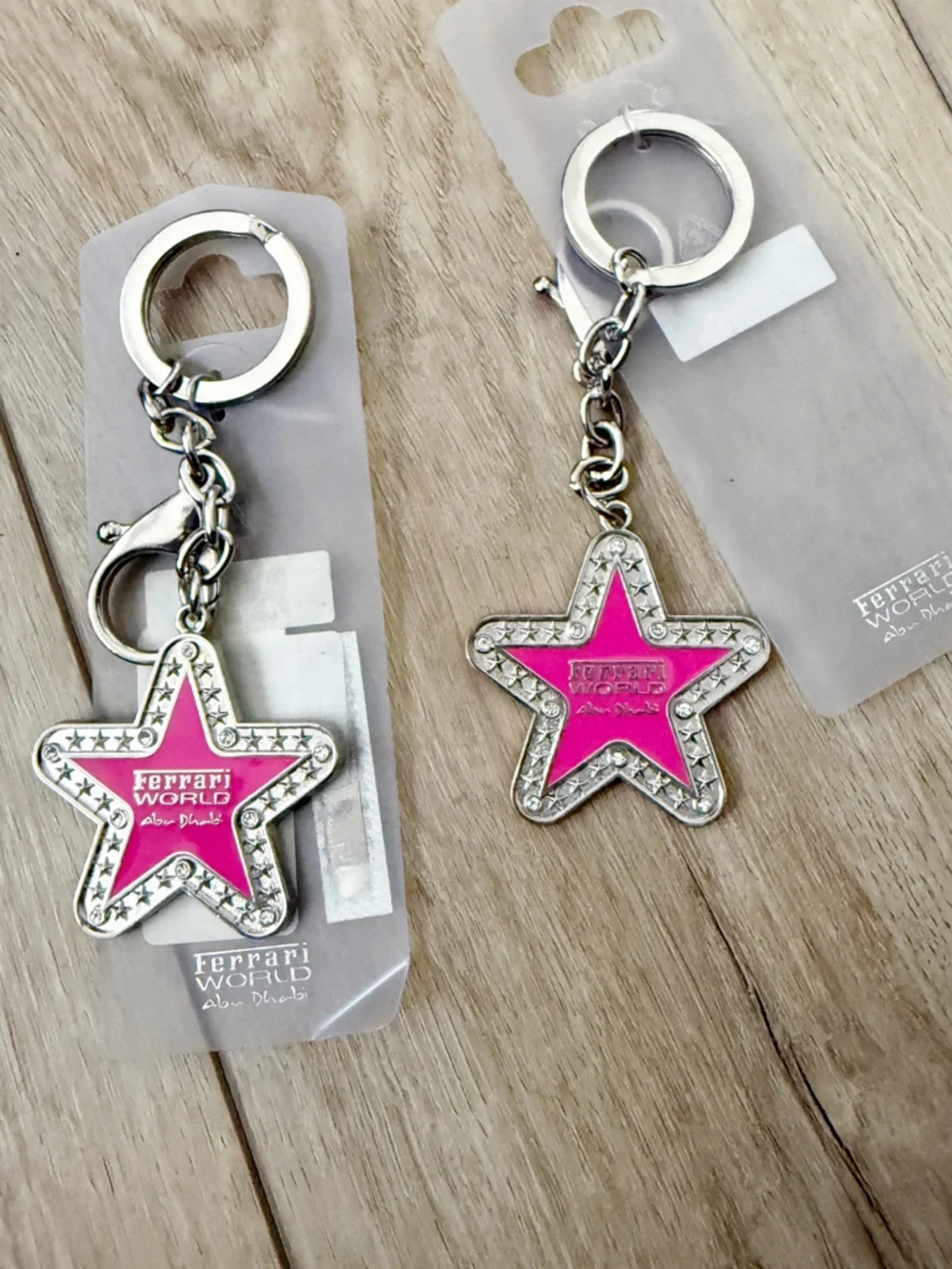 Ferrari World Abu Dhabi Pink Star Keychain Y2K McBling Rhinestone Charm NWT